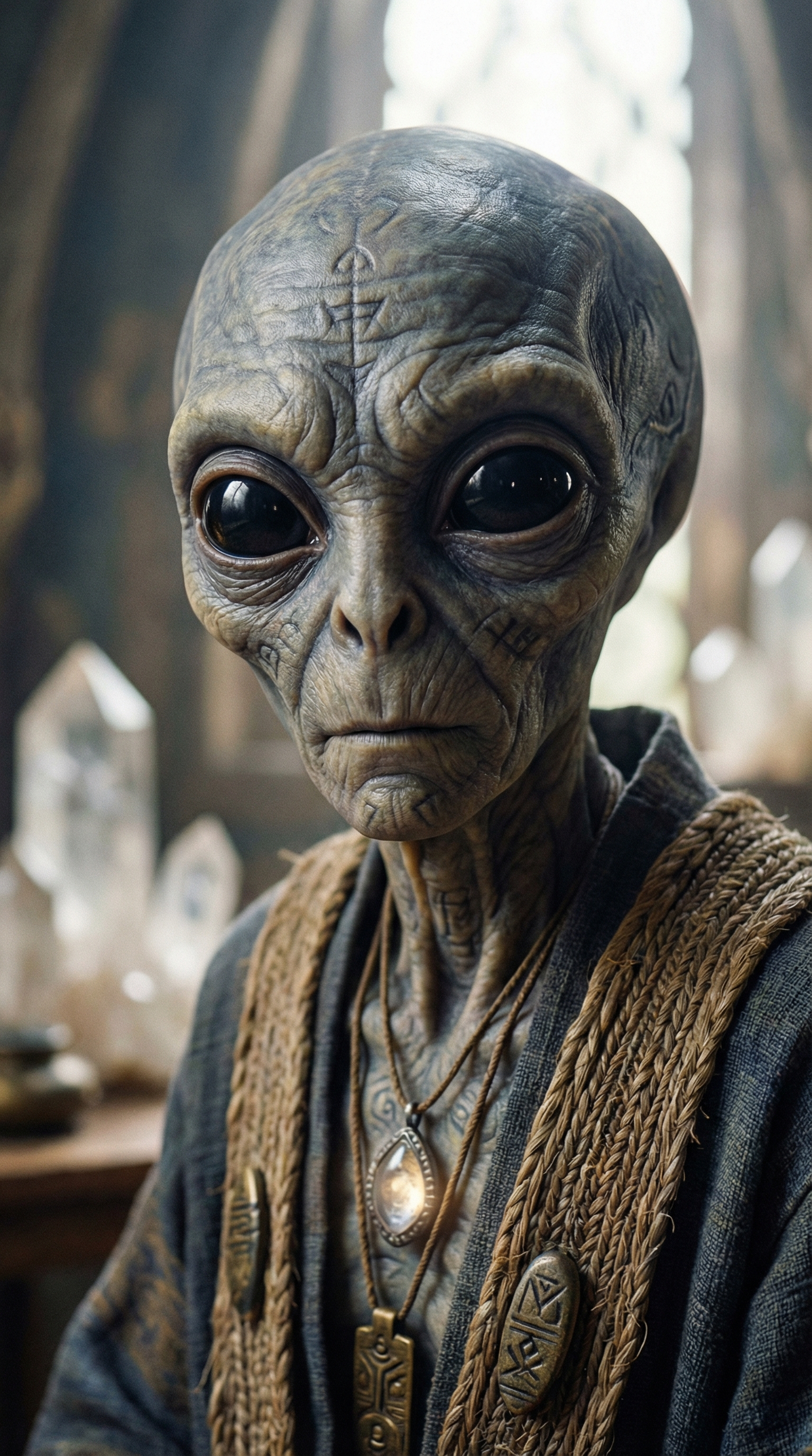 Инопланетянен серого цвета с большими...